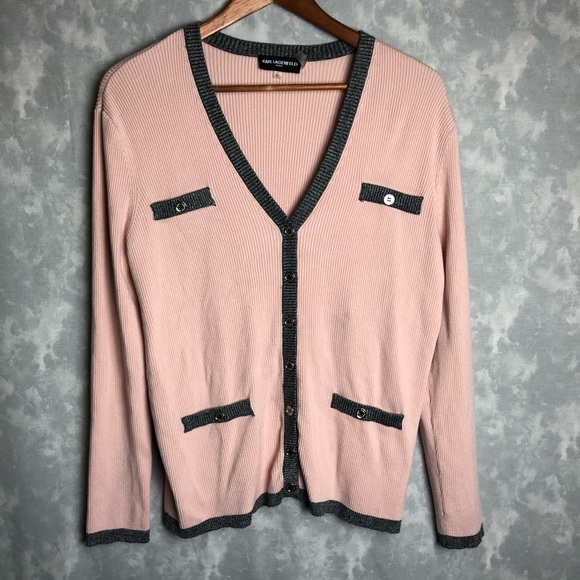 Karl Lagerfeld Sweaters - Karl Lagereld button down cardigan blush and black
